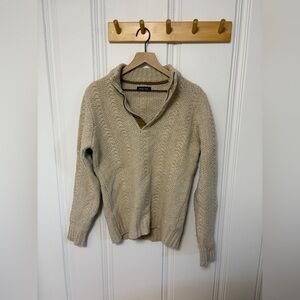 Wool blend Massimo Dutti men's knit shawl-collar pullover sweater